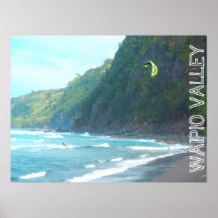 Waipio Valley Big Island Hawaii kite board poster