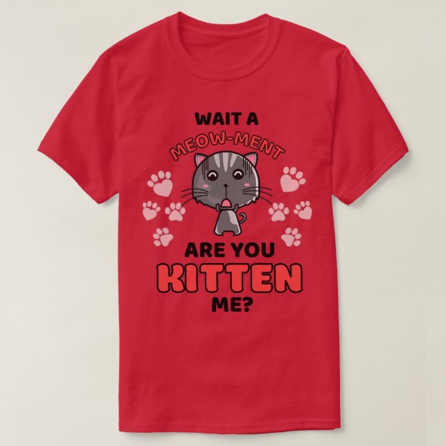 Wait a moment are you kitten me cute cat pun T-Shirt (Design Front)