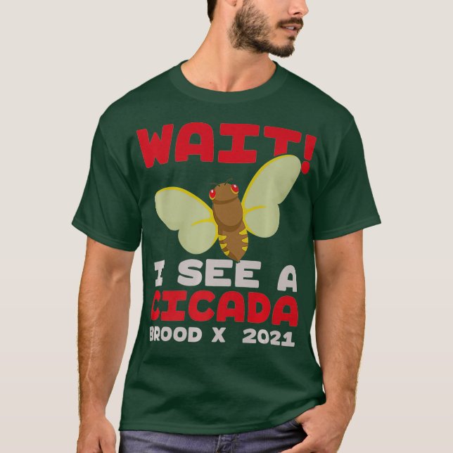 Wait I See A Cicada Bug Brood X 2021 Insect T-Shirt (Front)