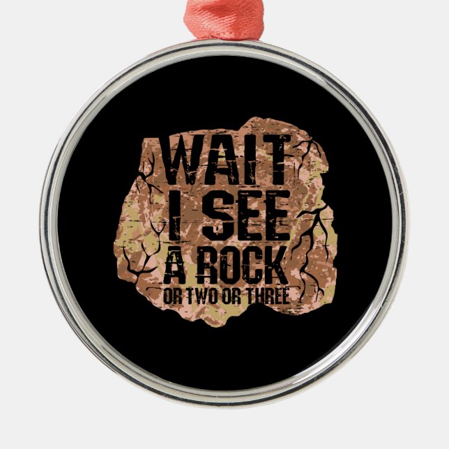 Wait I See A Rock Metal Tree Decoration (Front)