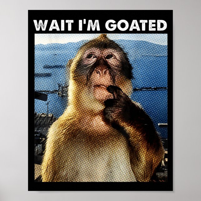 Wait I'm Goated Funny Thinking Monkey Meme Brainro Poster (Front)