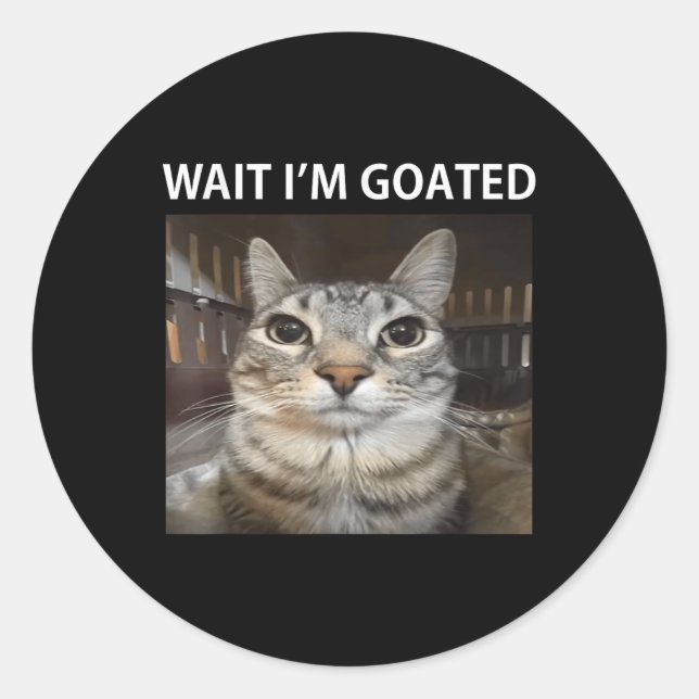 Wait Im Goated Silly Cat Meme  Classic Round Sticker (Front)