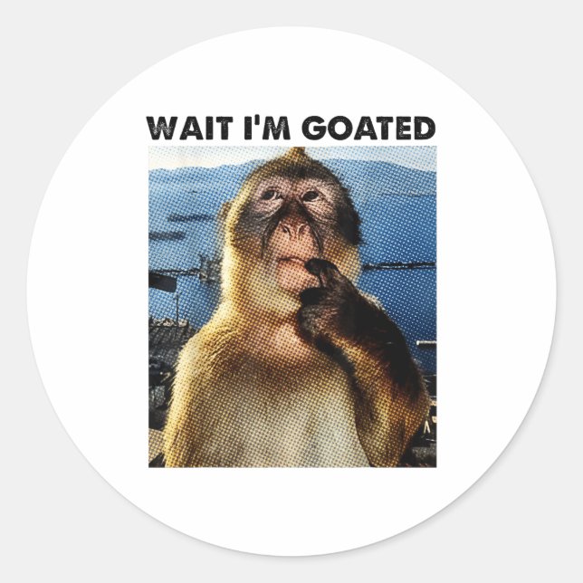Wait I'm Goated Y2k Funny Thinking Monkey Meme Bra Classic Round Sticker (Front)