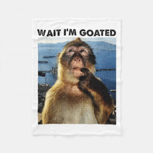 Wait I'm Goated Y2k Funny Thinking Monkey Meme Bra Fleece Blanket