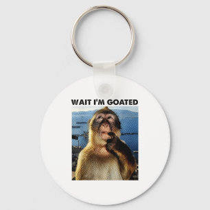 Wait I'm Goated Y2k Funny Thinking Monkey Meme Bra Key Ring