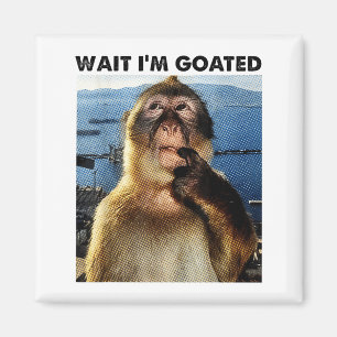 Wait I'm Goated Y2k Funny Thinking Monkey Meme Bra Magnet