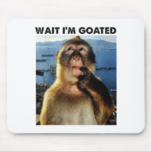 Wait I'm Goated Y2k Funny Thinking Monkey Meme Bra Mouse Mat