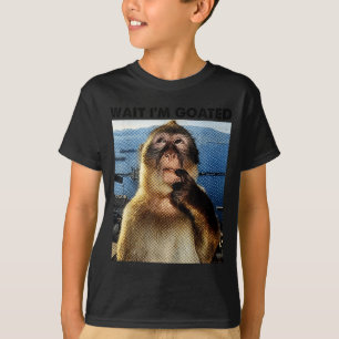 Wait I'm Goated Y2k Funny Thinking Monkey Meme Bra T-Shirt