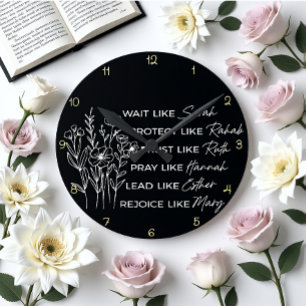Wait Like Sarah Christian Women's Virtues Design Round Clock