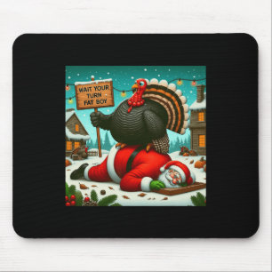 Wait Your Turn Fat Boy Turkey Santa Funny Thanksgi Mouse Mat