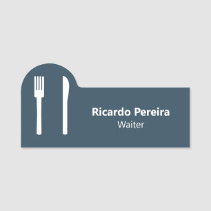 Waiter Food Services Decorative Cutlery Magnetic Name Tag