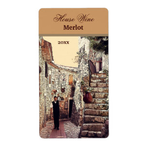 waiter in an old town wine label