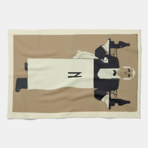 Waiter serving wine tea towel