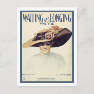 Waiting and Longing For You Vintage Songbook Cover Postcard