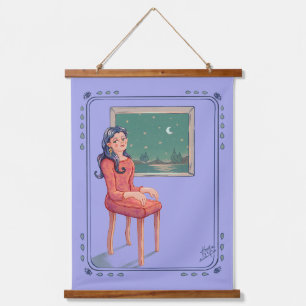 Waiting By The Window Surreal  Hanging Tapestry