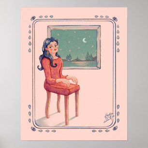 Waiting By The Window Surreal  Hanging Tapestry Poster