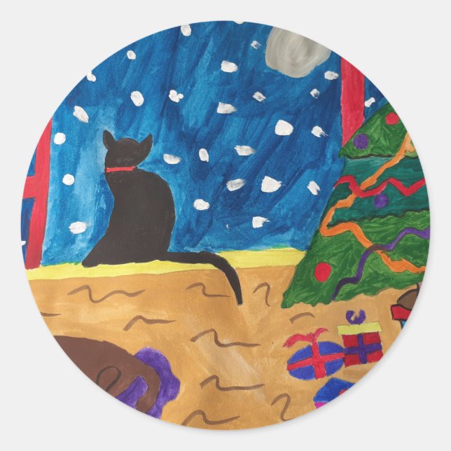 Waiting For Christmas Classic Round Sticker (Front)