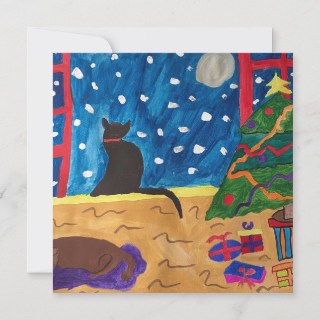 Waiting For Christmas Flat Christmas Card (Front)
