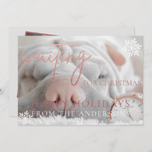 Waiting for Christmas Rose Gold Glitter Card