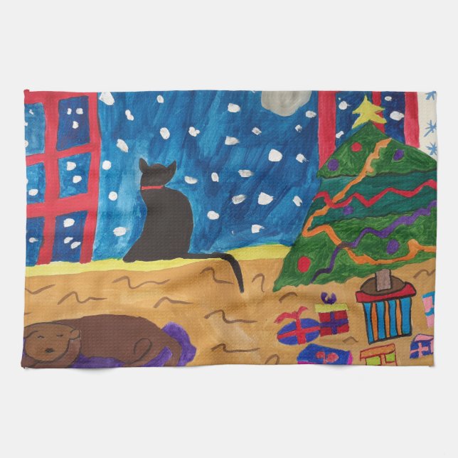 Waiting For Christmas Tea Towel (Horizontal)