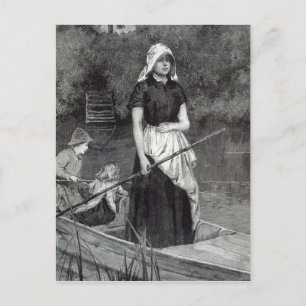 Waiting for Father, from 'Leisure Hour', 1888 Postcard
