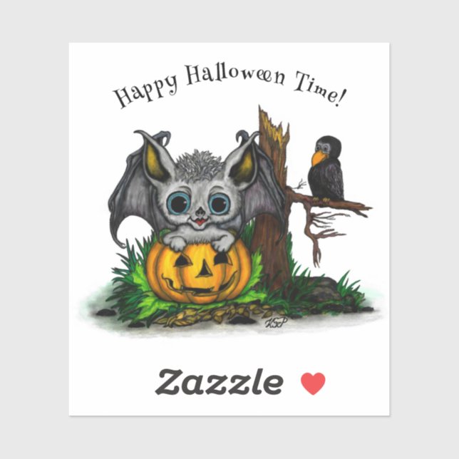 Waiting for Halloween , Cute Bat and Raven (Sheet)