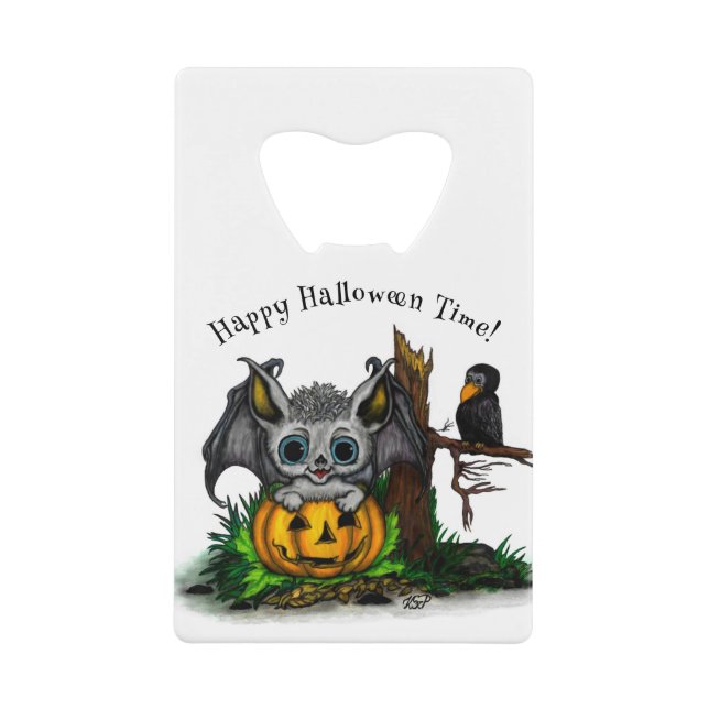 Waiting for Halloween , Cute Bat and Raven (Front)