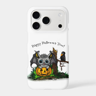Waiting for Halloween , Cute Bat and Raven