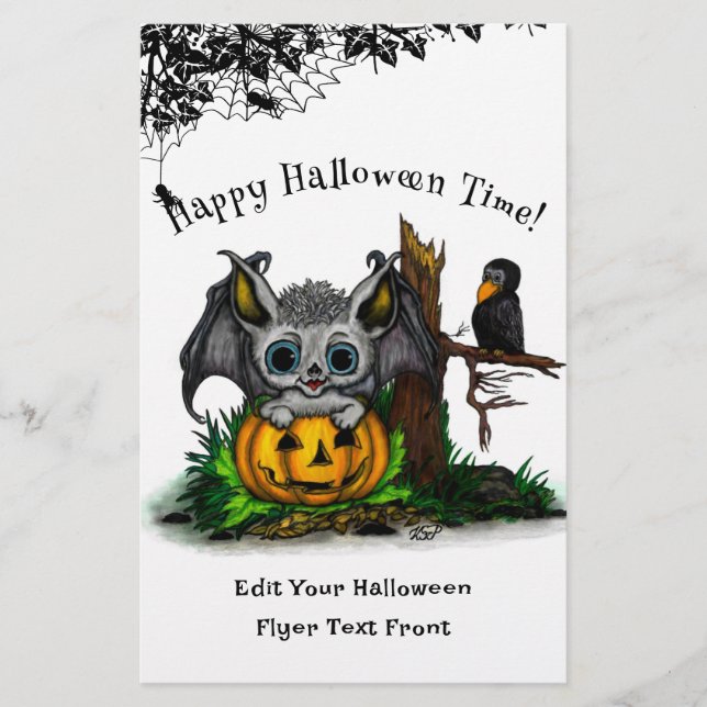 Waiting for Halloween , Cute Bat and Raven Flyer (Front)