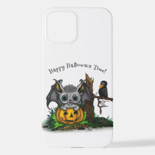 Waiting for Halloween , Cute Bat and Raven iPhone 12 Case