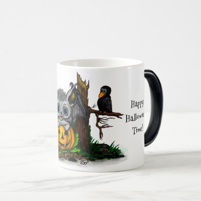 Waiting for Halloween , Cute Bat and Raven Magic Mug (Front Right)