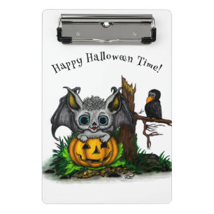 Waiting for Halloween , Cute Bat and Raven Mini Clipboard