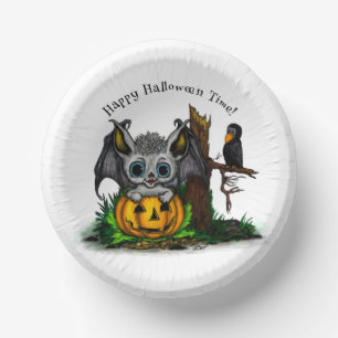 Waiting for Halloween , Cute Bat and Raven Paper Plate