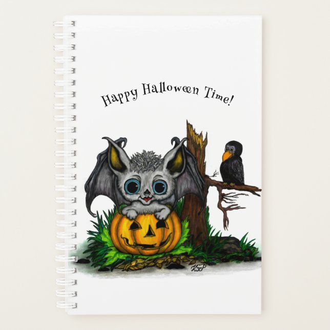 Waiting for Halloween , Cute Bat and Raven Planner (Front)