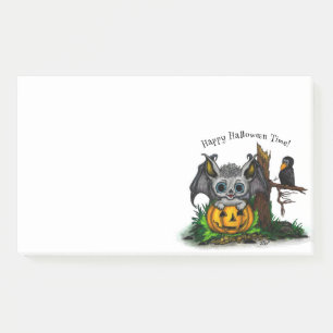 Waiting for Halloween , Cute Bat and Raven Post-it Notes