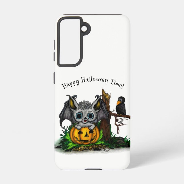 Waiting for Halloween , Cute Bat and Raven Samsung Galaxy S21 Case (Back)
