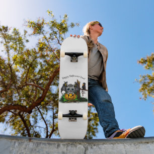 Waiting for Halloween , Cute Bat and Raven Skateboard