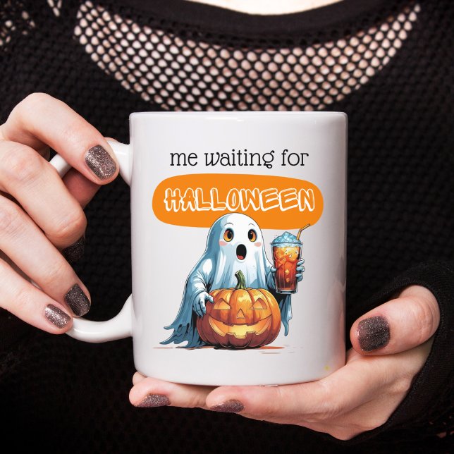Waiting for Halloween ghost coffee Coffee Mug (Creator Uploaded)