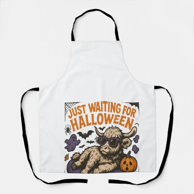 Waiting For Halloween Highland Cow Apron (Front)