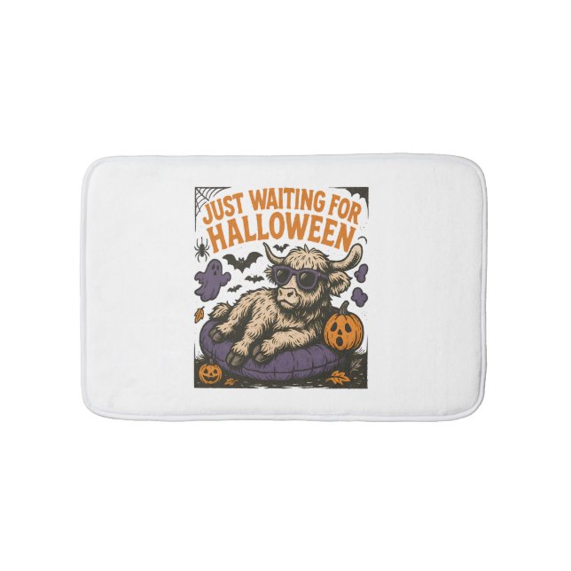 Waiting For Halloween Highland Cow Bath Mat (Front)