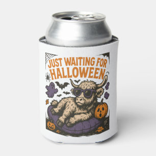 Waiting For Halloween Highland Cow Can Cooler