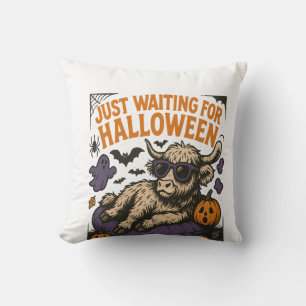 Waiting For Halloween Highland Cow Cushion