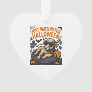Waiting For Halloween Highland Cow Ornament