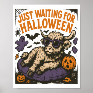 Waiting For Halloween Highland Cow Poster