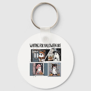 Waiting For Halloween Like Cute Ghost Coffee Horro Key Ring