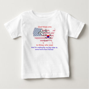 Waiting for my big sister - Korean Adoption Baby T-Shirt