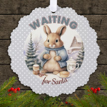 Waiting For Santa Adorable Bunny Rabbit Christmas