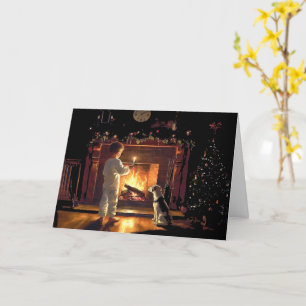 Waiting for Santa by the Fire Card