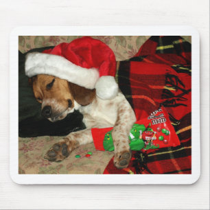 Waiting for Santa- Christmas Beagle dog mousepad