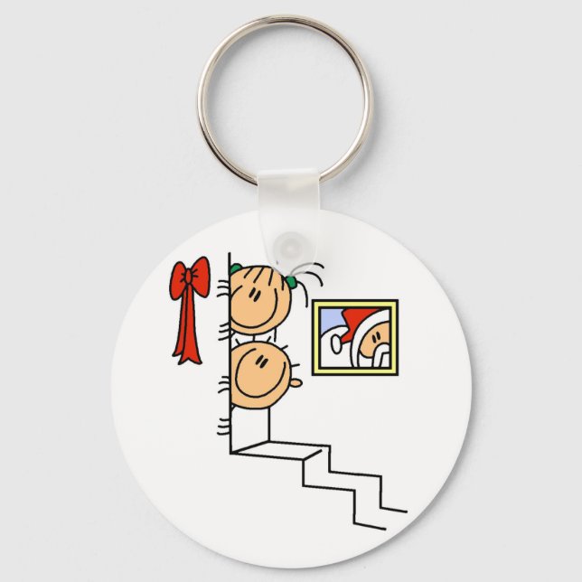 Waiting for Santa T-shirts and Gifts Key Ring (Front)